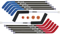 DOM Pro Hockey Stick Set, Includes 10 Sticks, 2 Goalie Sticks, 2 SuperPucks And 2 Balls