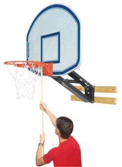 Bison QwikChange Basketball Shooting Station With Fan Shaped Backboard, 48 X 36 Inch Backboard, Steel, Graphite Backboard