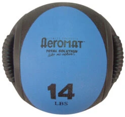 Aeromat Dual Grip Power Medicine Ball, 14 Pounds, Blue And Black