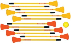 DOM Super-Safe Broomball Hockey Set, 37 Inches, Includes 10 Sticks And 1 Ball