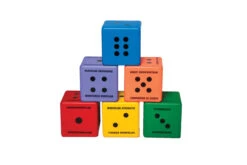 Sportime Five Components Of Fitness Dice, Assorted Colors, Set Of 6