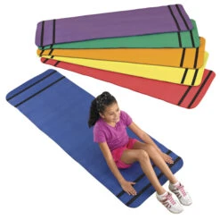 Sportime Curl Up Yoga Mats, 6 X 2 Feet, Assorted Colors, Set Of 6