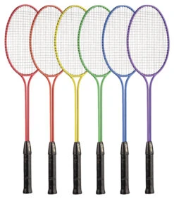 Champion Badminton Tempered Steel Twin-Shaft And Frame Racket, Coated Steel Strings, Set Of 6