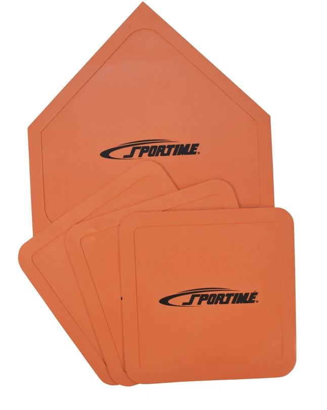 Sportime Throw-Down Bases And Home Plate, Orange, Set Of 4 3 Sportime Throw-Down Bases And Home Plate, Orange, Set Of 4