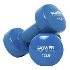 Power System Deluxe Vinyl Dumbbells, 12 Pounds, Blue, Pair