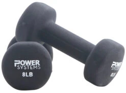 Power Systems Premium Neoprene Dumbbells, 8 Pounds, Black