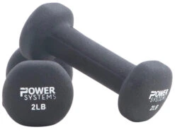 Power Systems Premium Neoprene Dumbbells, 2 Pounds, Black