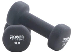 Power Systems Premium Neoprene Dumbbells, 3 Pounds, Black