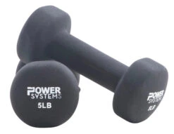 Power Systems Premium Neoprene Dumbbells, 5 Pounds, Black