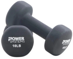 Power Systems Premium Neoprene Dumbbells, 10 Pounds, Black
